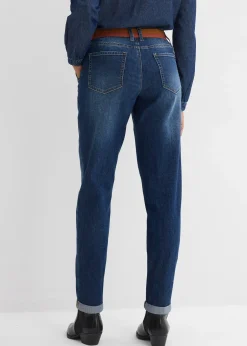 Femme bonprix Jeans|Jean boyfriend taille mi-haute et élastiquée