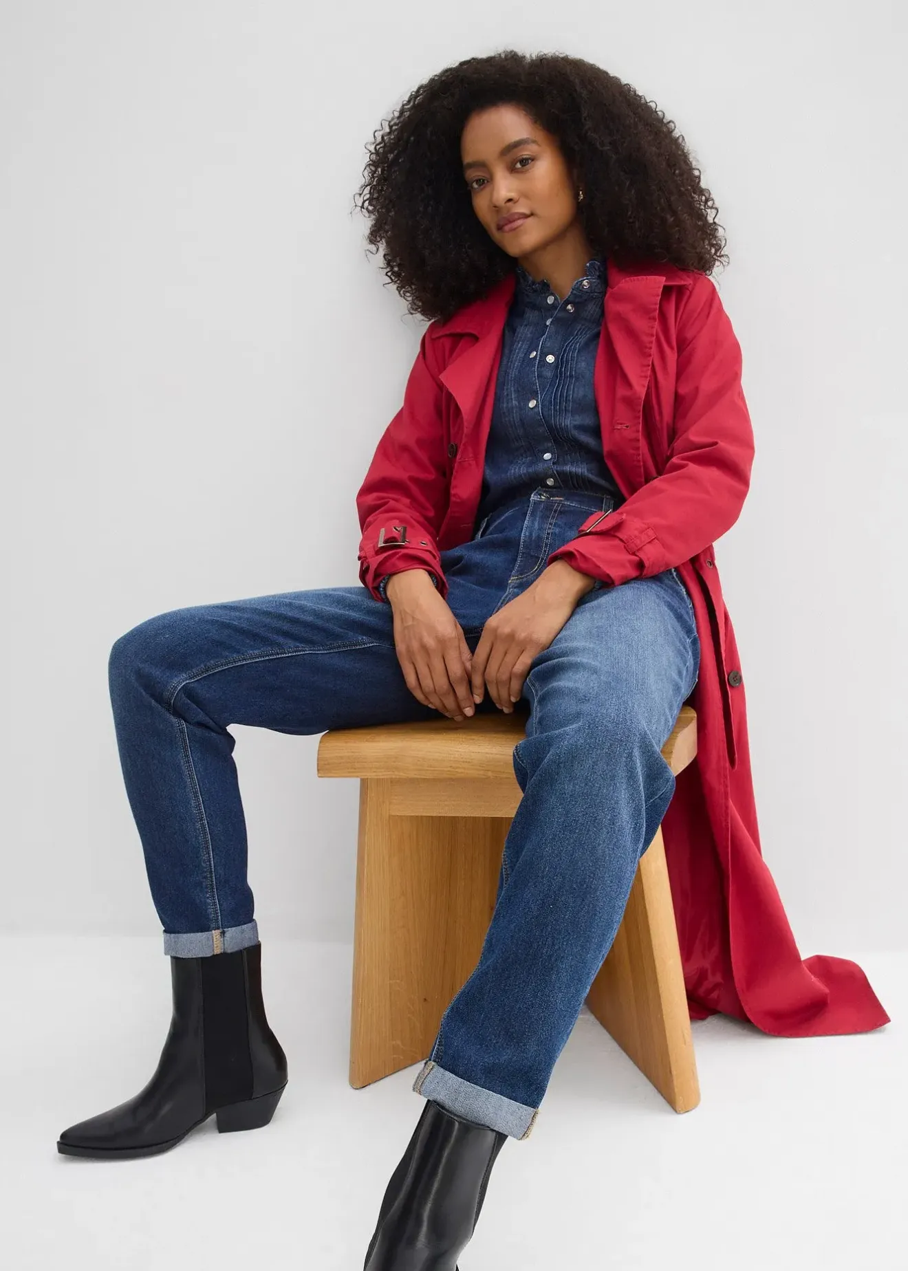 Femme bonprix Jeans|Jean boyfriend taille mi-haute et élastiquée