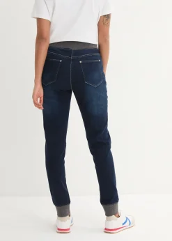 Femme bonprix Jeans|Jean Boyfriend, taille mi-haute élastiquée