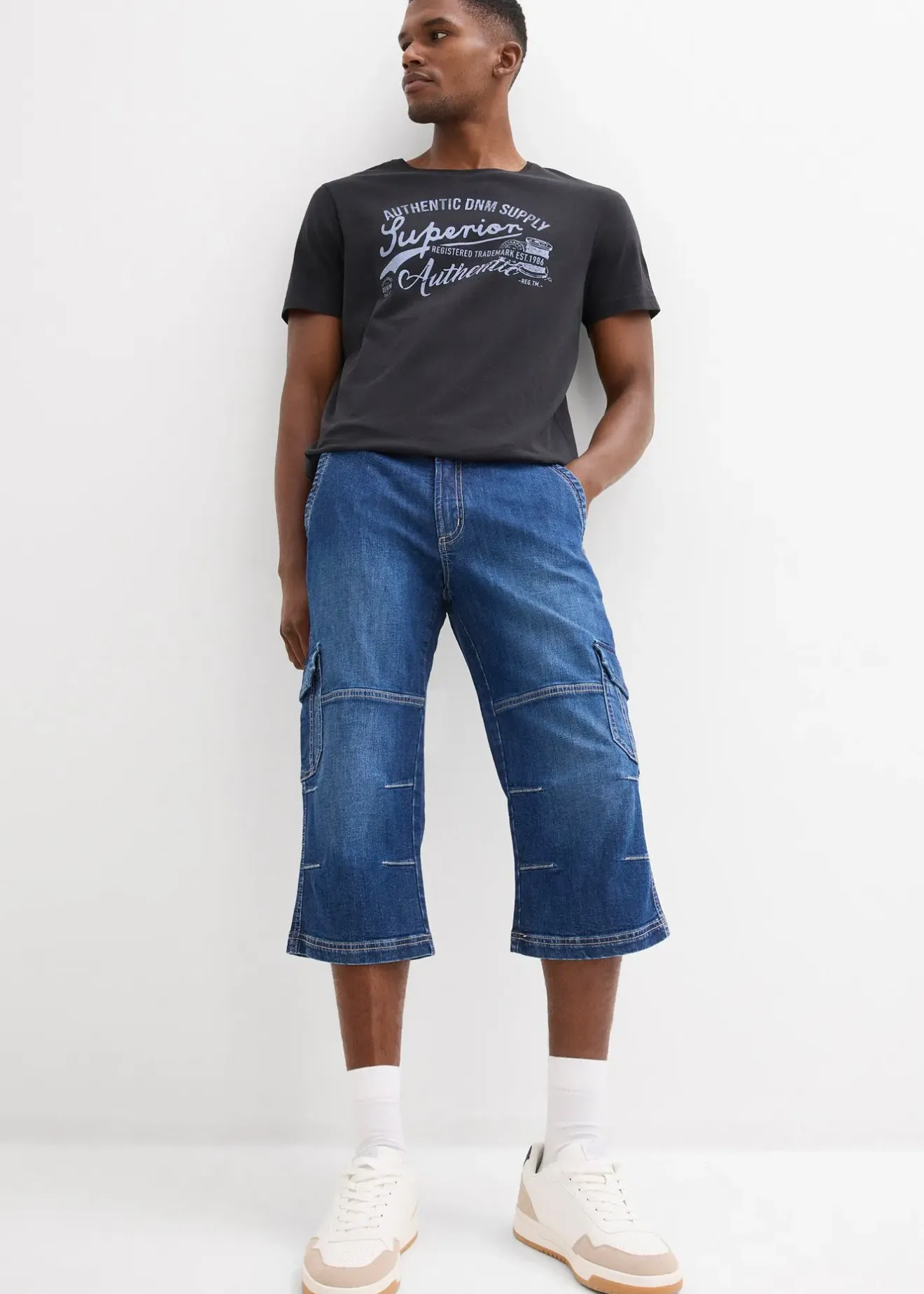 bonprix Jean cargo 3/4 regular droit|Homme Jeans