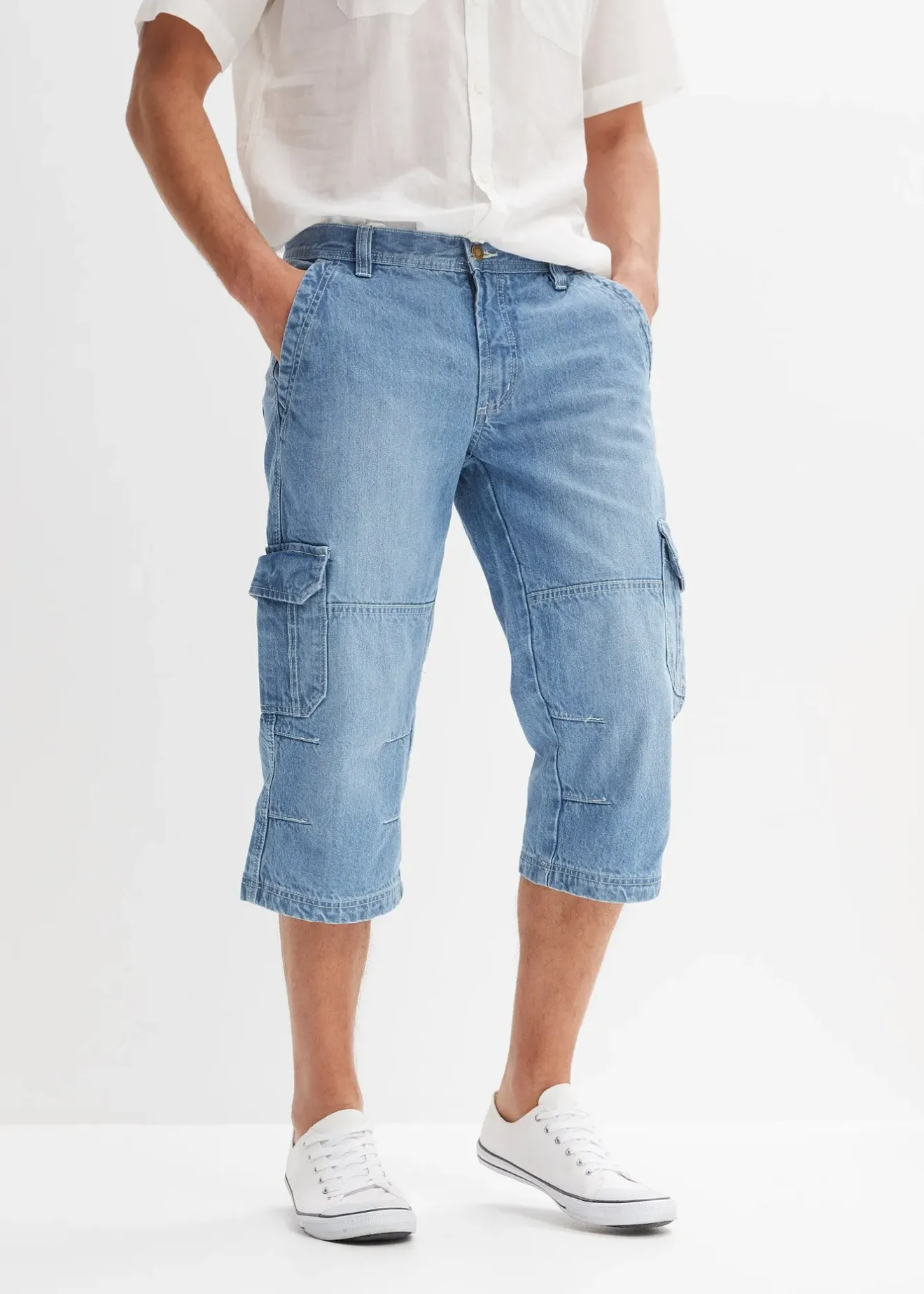 Homme bonprix Jeans|Jean cargo 3/4 regular droit