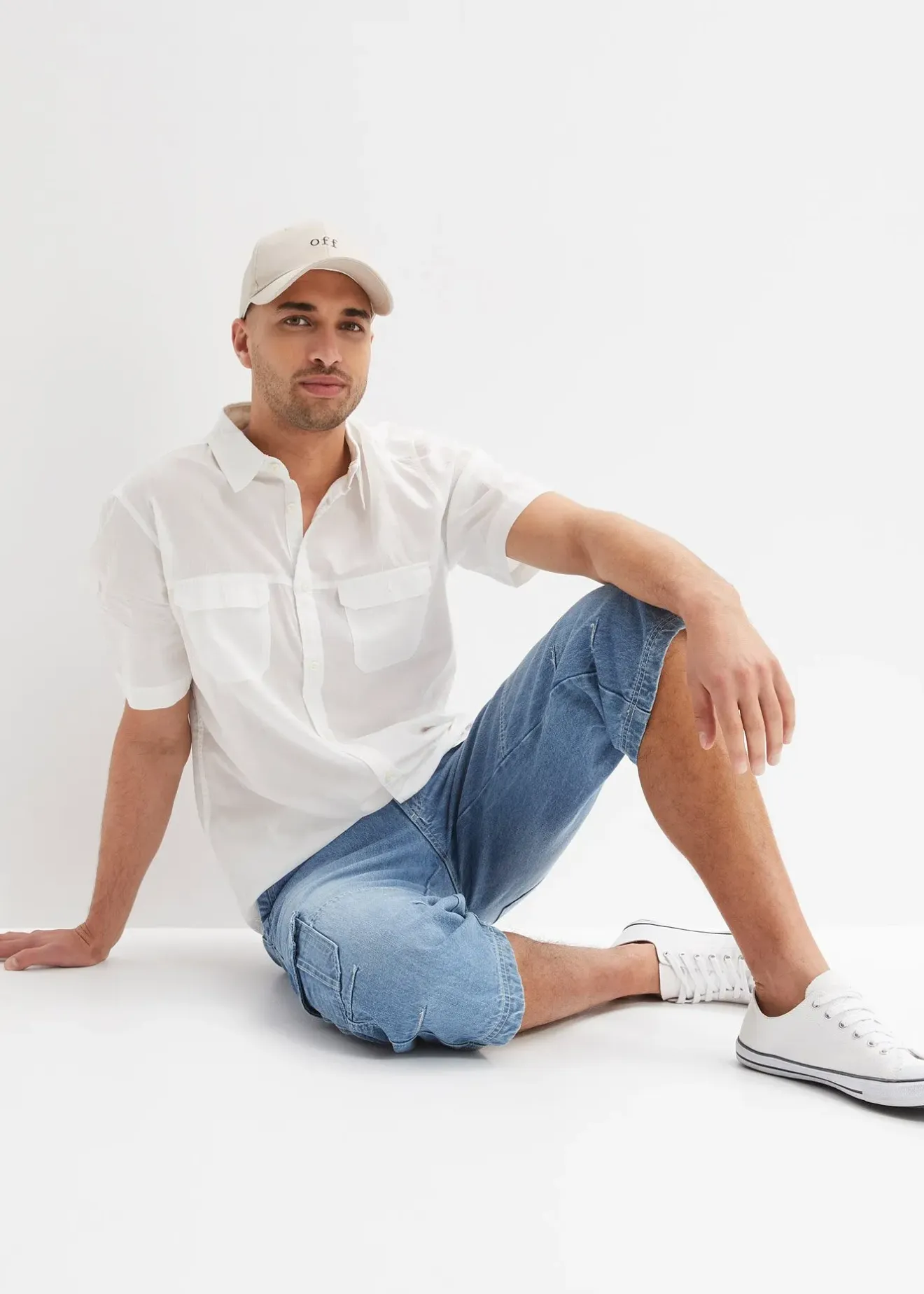 Homme bonprix Jeans|Jean cargo 3/4 regular droit