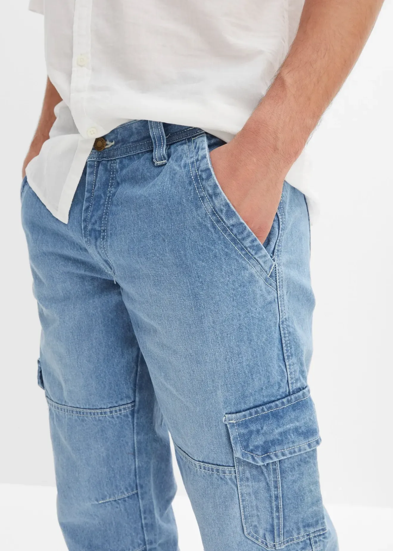 Homme bonprix Jeans|Jean cargo 3/4 regular droit