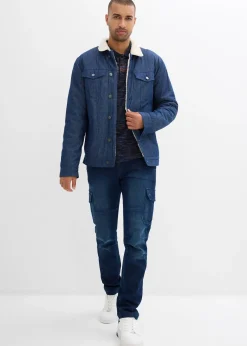 Homme bonprix Vêtements Thermiques|Jeans|Jean cargo avec doublure thermique en flanelle et taille élastiquée, droit