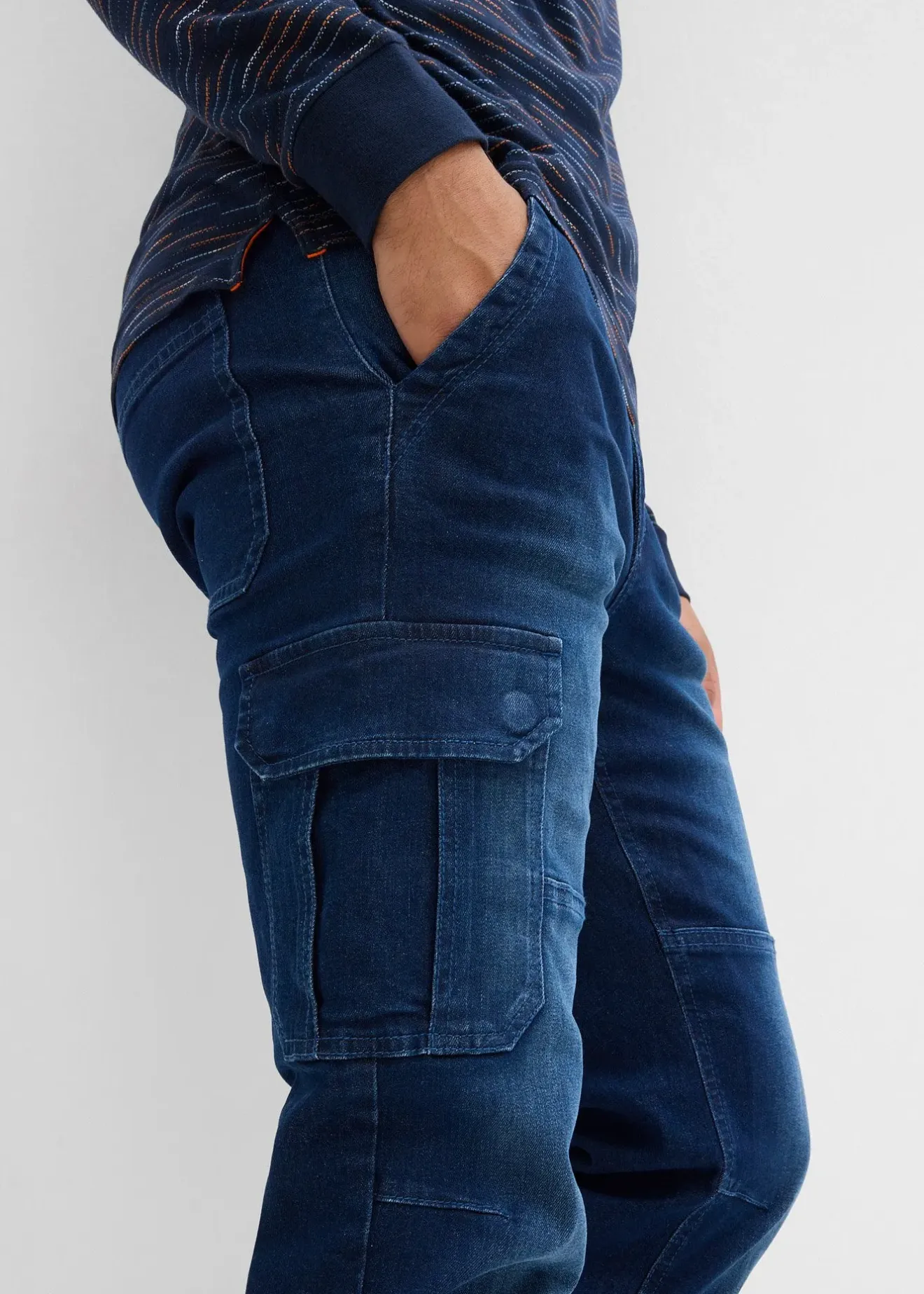 Homme bonprix Vêtements Thermiques|Jeans|Jean cargo avec doublure thermique en flanelle et taille élastiquée, droit