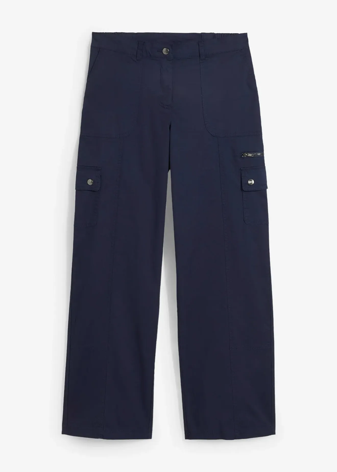 Femme bonprix Pantalons|Jean cargo en coton, taille mi-haute