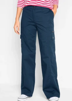 Femme bonprix Pantalons|Jean cargo en coton, taille mi-haute