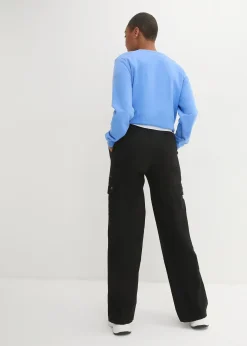 bonprix Jean cargo en coton, taille mi-haute|Femme Pantalons