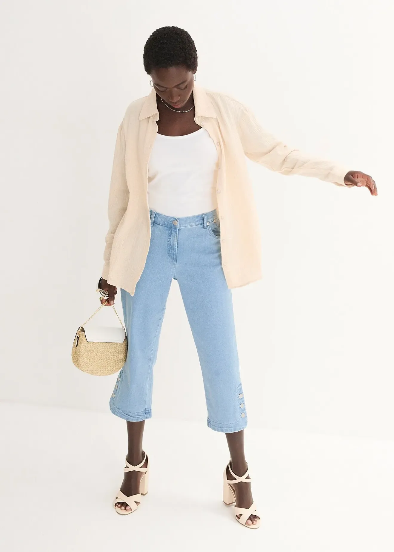 bonprix Jean corsaire, taille mi-haute|Femme Jeans