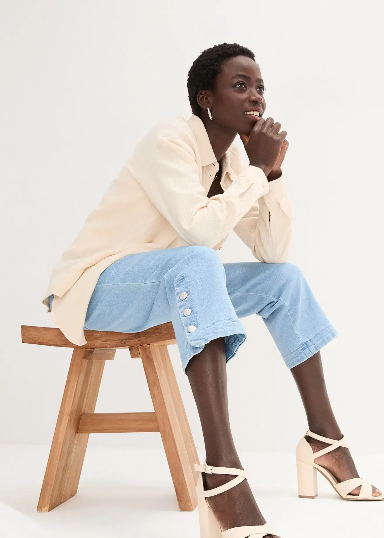 bonprix Jean corsaire, taille mi-haute|Femme Jeans