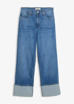 bonprix Jean droit à revers, taille haute|Femme Jeans