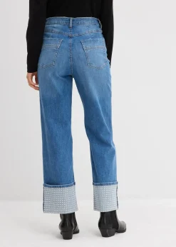 bonprix Jean droit à revers, taille haute|Femme Jeans