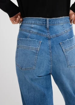 bonprix Jean droit à revers, taille haute|Femme Jeans