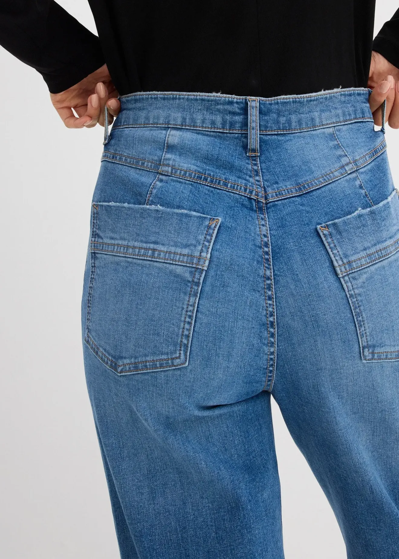 bonprix Jean droit à revers, taille haute|Femme Jeans
