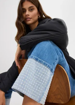 bonprix Jean droit à revers, taille haute|Femme Jeans