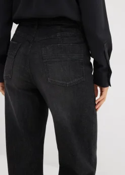Femme bonprix Jeans|Jean droit à revers, taille haute