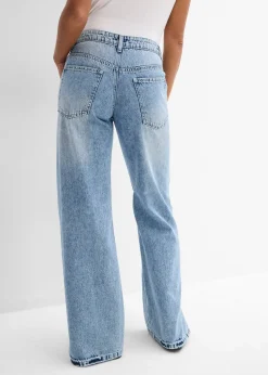 Femme bonprix Jeans|Jean droit et ample, taille mi-haute, peu extensible