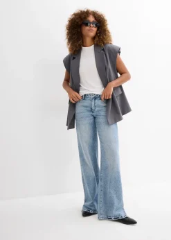 Femme bonprix Jeans|Jean droit et ample, taille mi-haute, peu extensible
