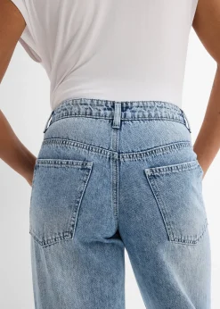 Femme bonprix Jeans|Jean droit et ample, taille mi-haute, peu extensible