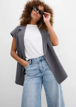 Femme bonprix Jeans|Jean droit et ample, taille mi-haute, peu extensible