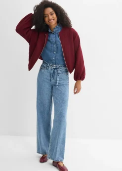 bonprix Jean droit et loose, taille mi-haute, coton|Femme Jeans|Tailles Petite