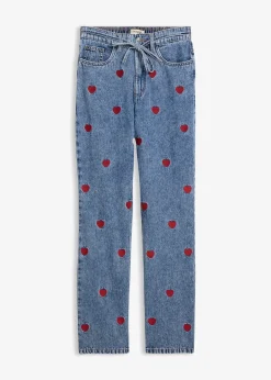 bonprix Jean droit et loose, taille haute, coton|Femme Jeans