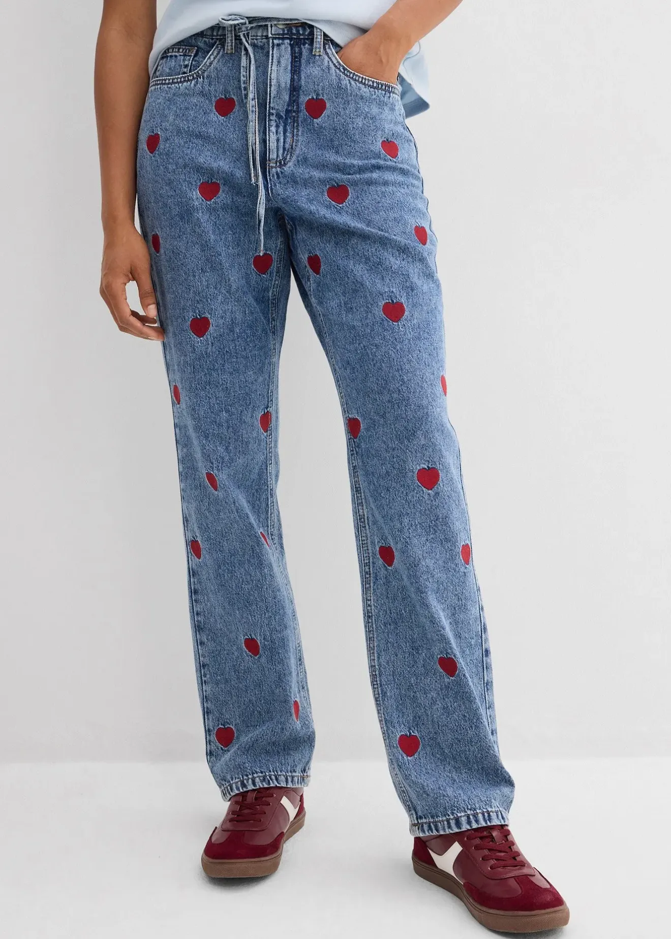 bonprix Jean droit et loose, taille haute, coton|Femme Jeans