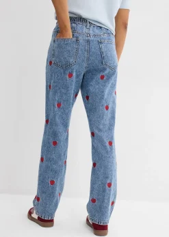 bonprix Jean droit et loose, taille haute, coton|Femme Jeans