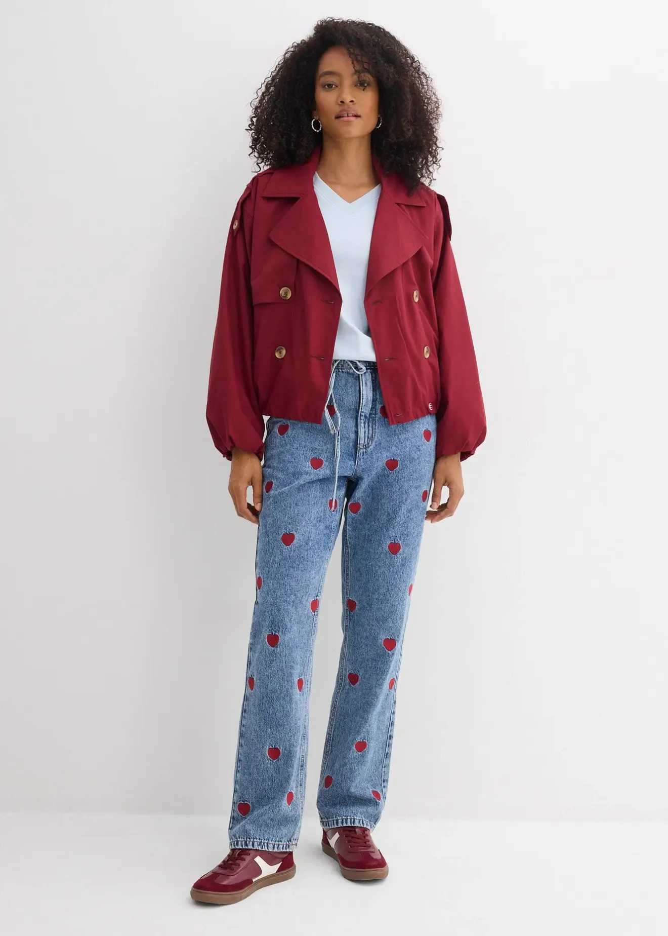 bonprix Jean droit et loose, taille haute, coton|Femme Jeans