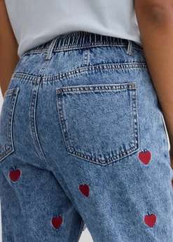 bonprix Jean droit et loose, taille haute, coton|Femme Jeans