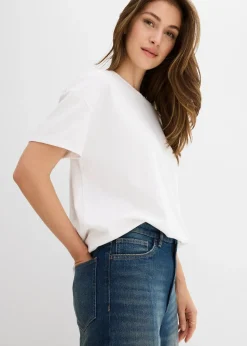 Femme bonprix Jeans|Jean droit et loose, taille haute, peu extensible