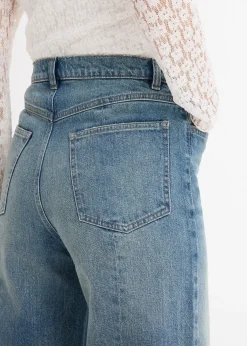 bonprix Jean droit et loose, taille haute, peu extensible|Femme Jeans