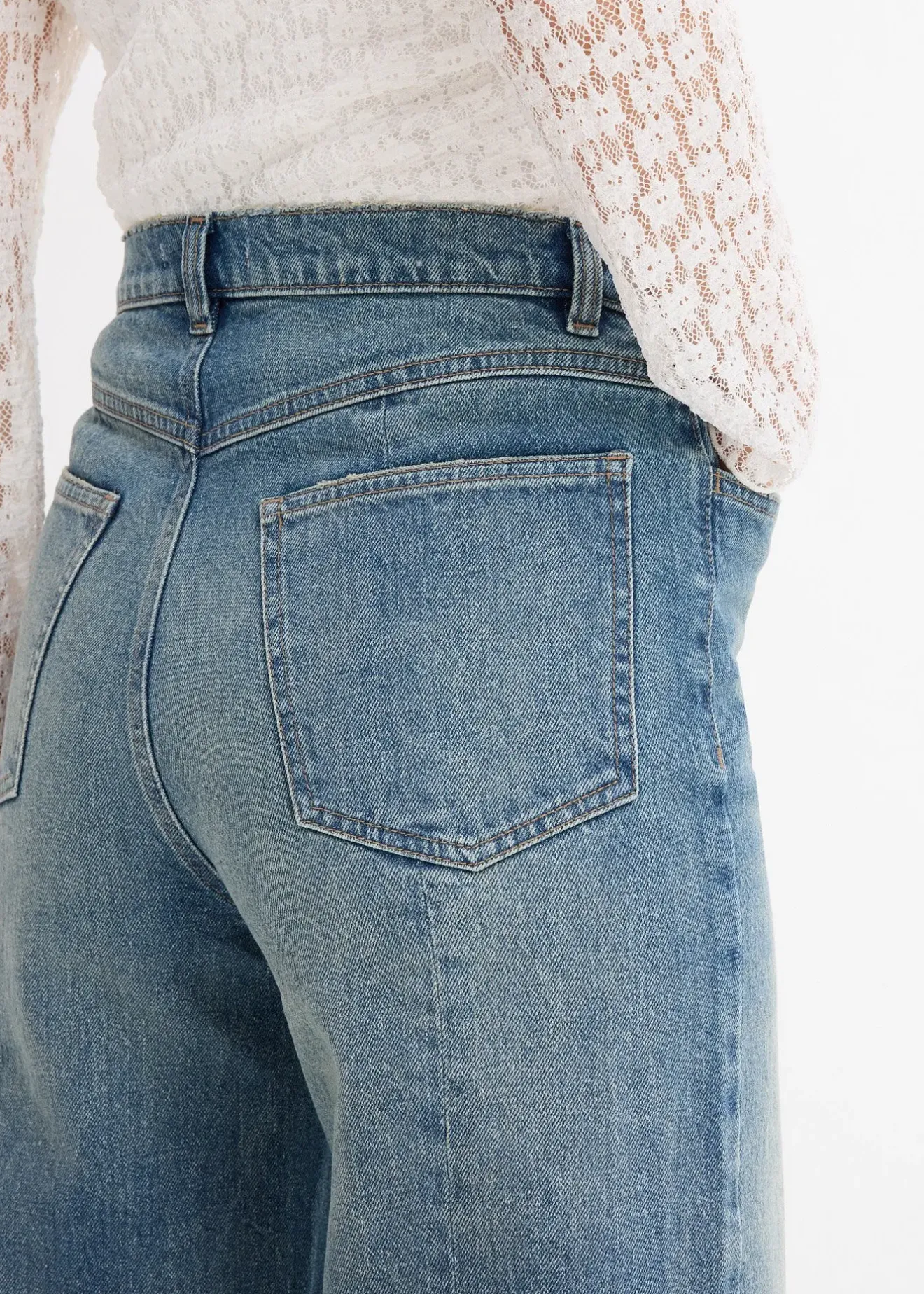 bonprix Jean droit et loose, taille haute, peu extensible|Femme Jeans