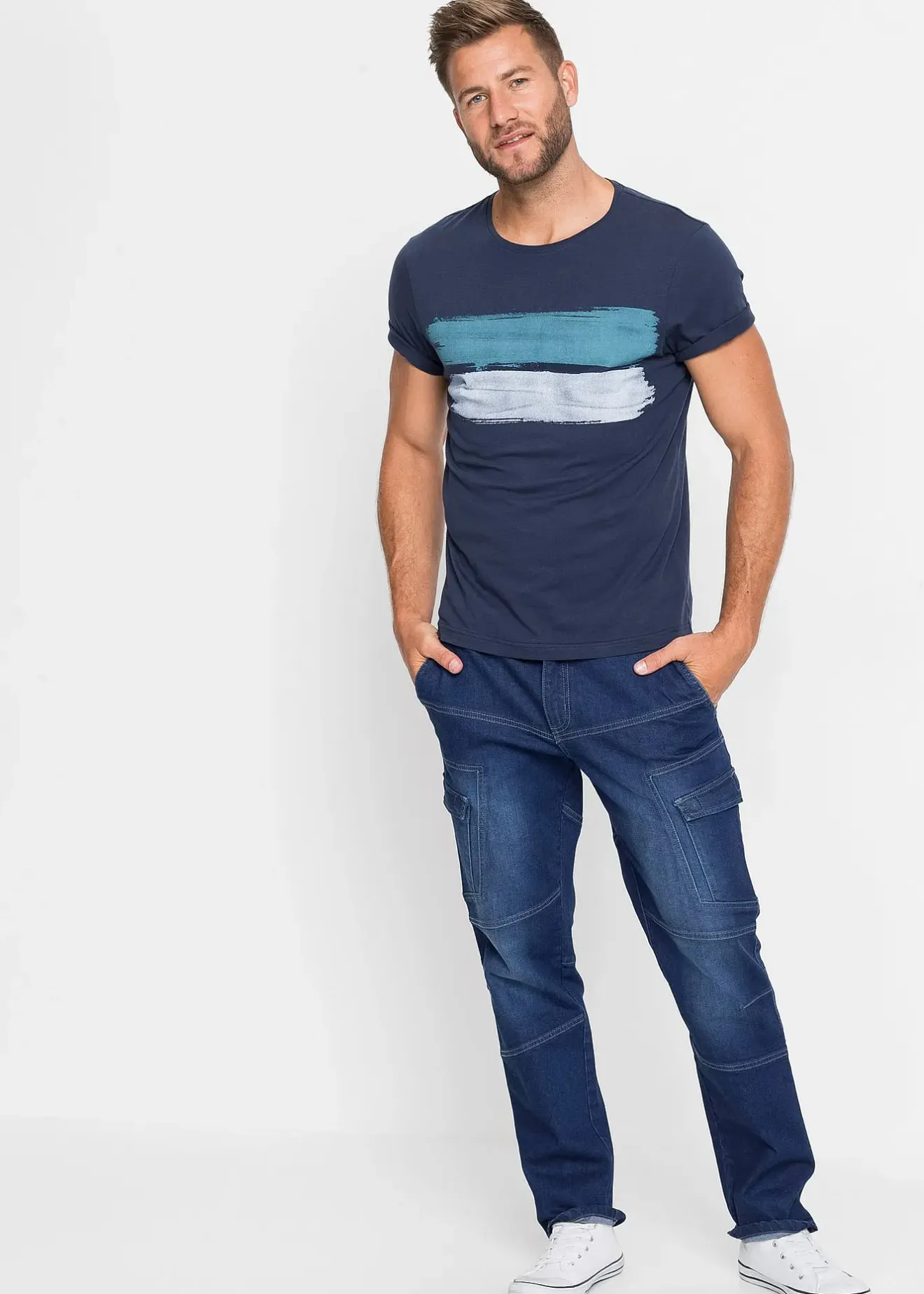 bonprix Jean droit extensible, poches cargo, regular|Homme Jeans|Vêtements De Plein Air