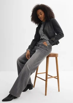 Femme bonprix Jeans|Jean droit loose, taille haute