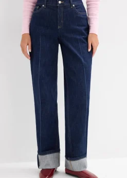 Femme bonprix Tailles Petite|Jean droit loose taille mi-haute, long