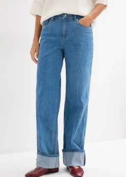 bonprix Jean droit loose taille mi-haute, long|Femme Tailles Petite