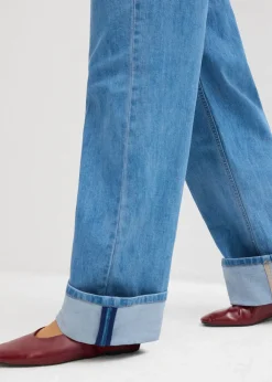 Femme bonprix Jeans|Jean droit loose taille mi-haute, long