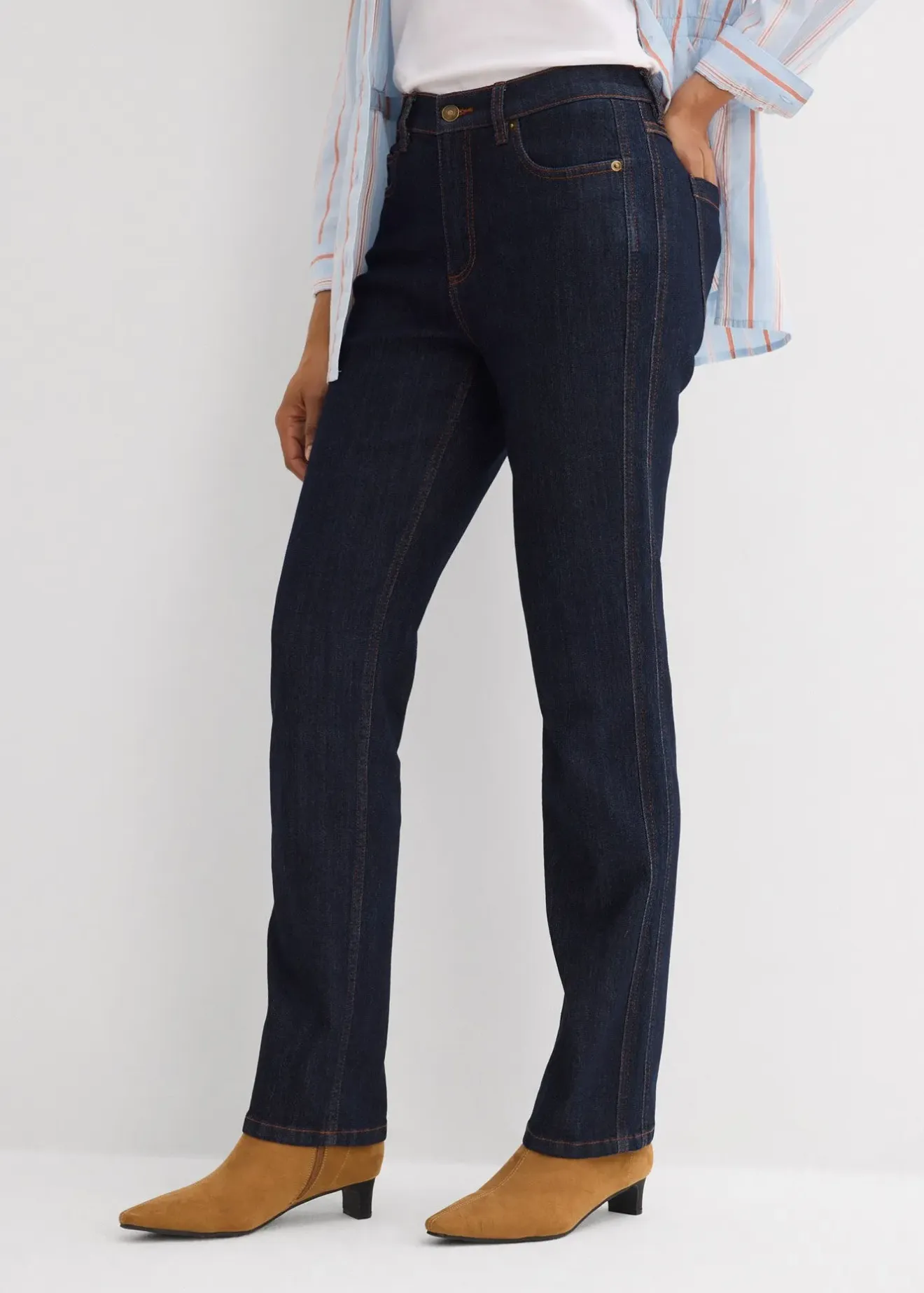 Femme bonprix Jeans|Jean droit taille haute