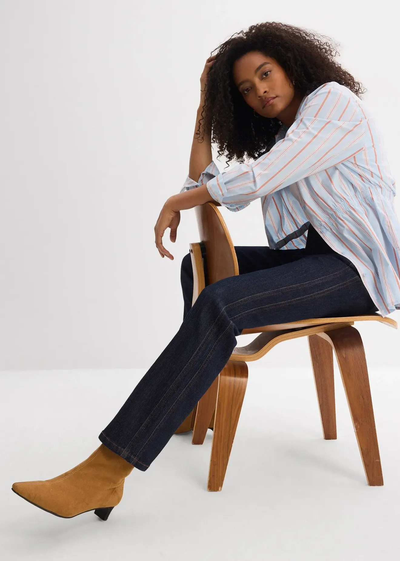 Femme bonprix Jeans|Jean droit taille haute