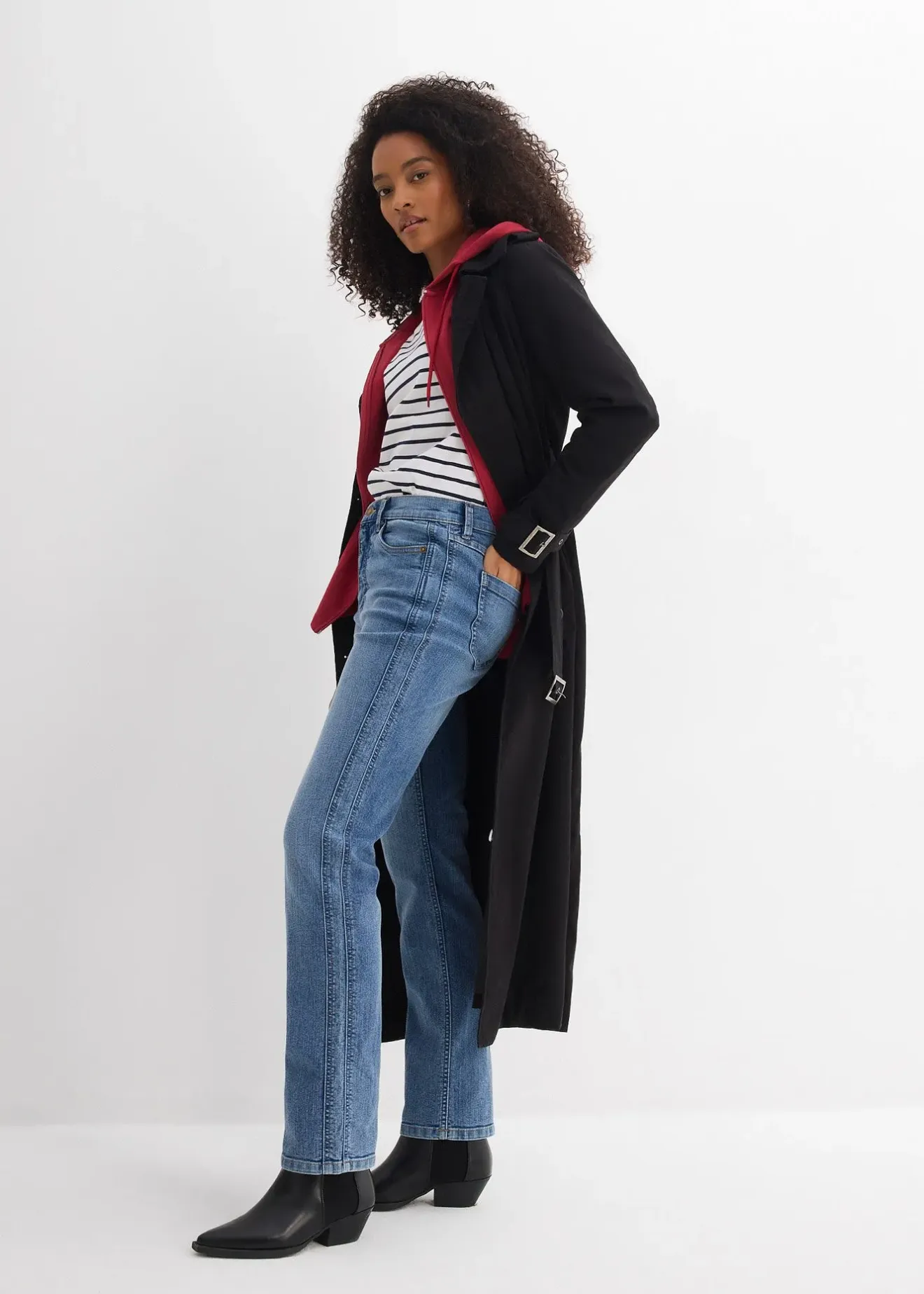 Femme bonprix Jeans|Jean droit taille haute