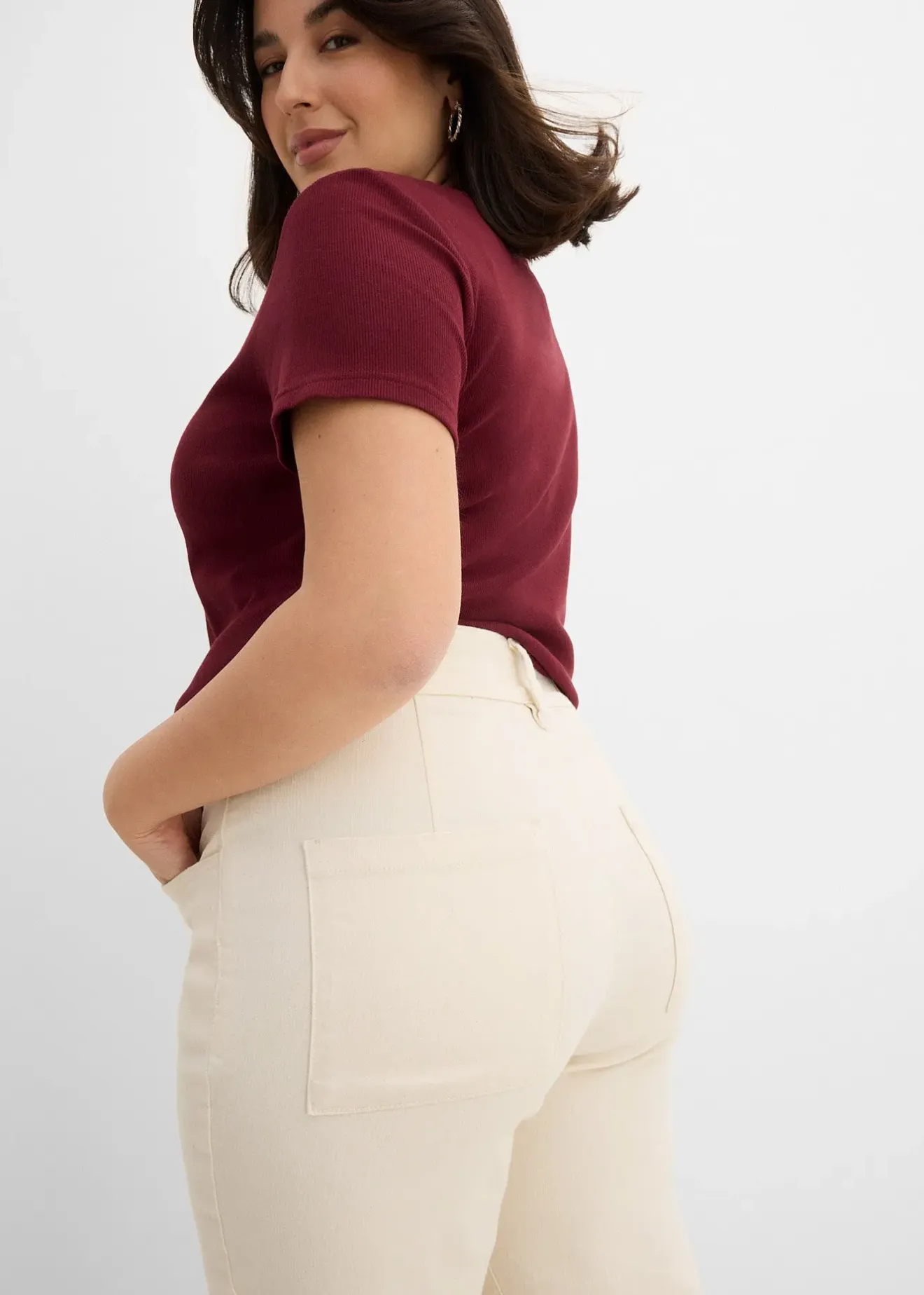 Femme bonprix Jeans|Jean droit taille haute, extensible