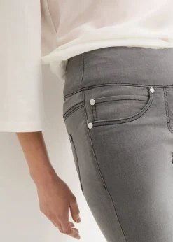 Femme bonprix Tailles Petite|Jeans|Jean droit taille mi-haute et élastiquée, très extensible