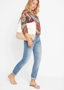 Femme bonprix Jeans|Jean droit taille mi-haute, extensible