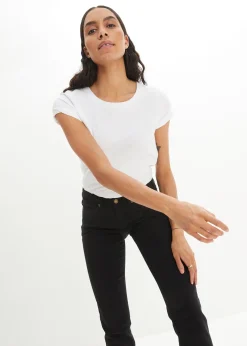 bonprix Jean droit taille mi-haute, extensible|Femme Jeans|Tailles Petite