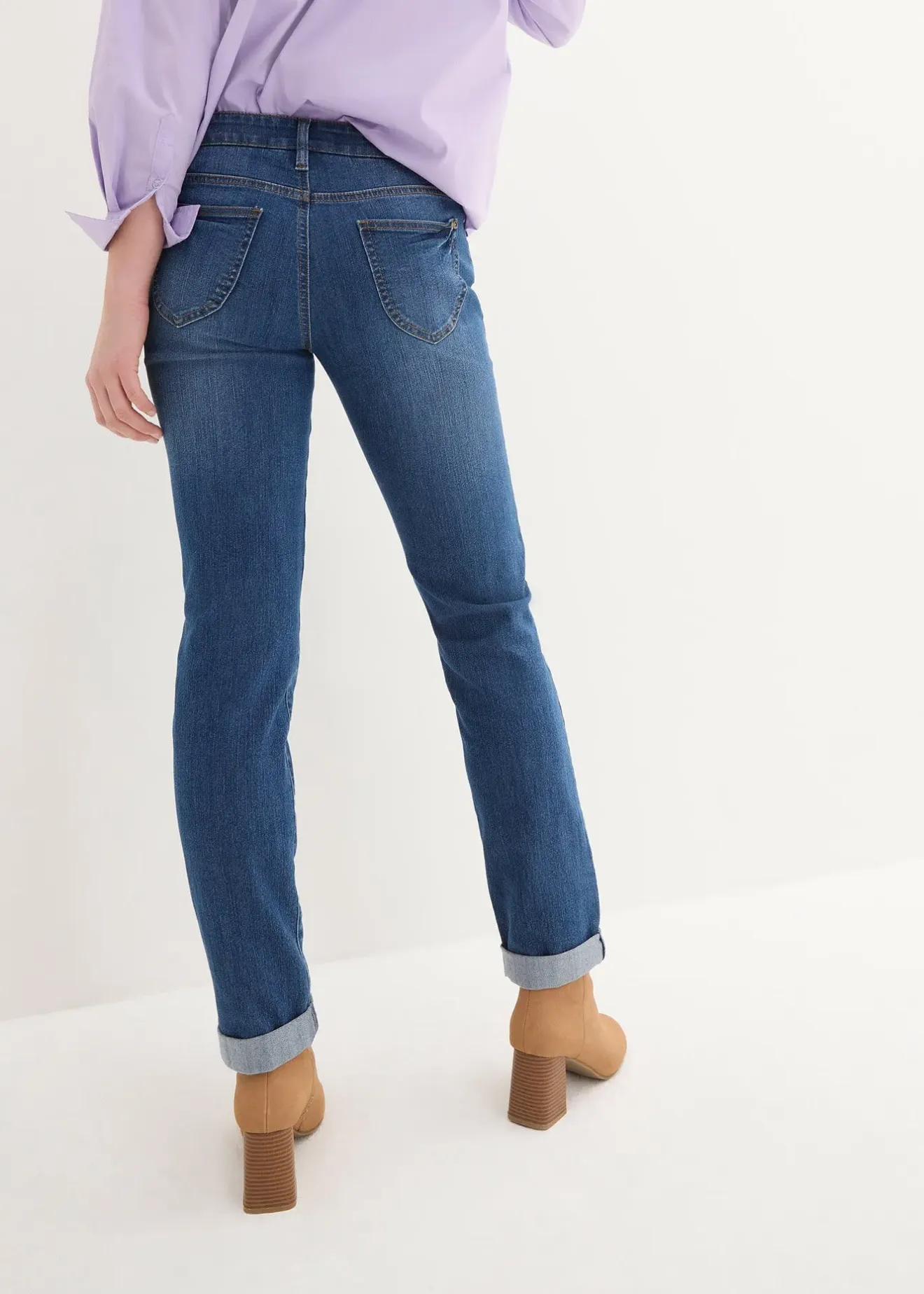 bonprix Jean droit taille mi-haute, extensible|Femme Tailles Petite
