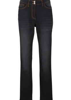 Femme bonprix Vêtements Thermiques|Jeans|Jean droit taille mi-haute élastiquée, doublure chaude