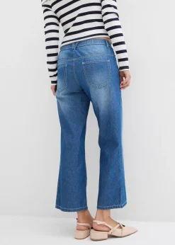 Femme bonprix Jeans|Jean droit taille mi-haute et élastiquée, raccourci