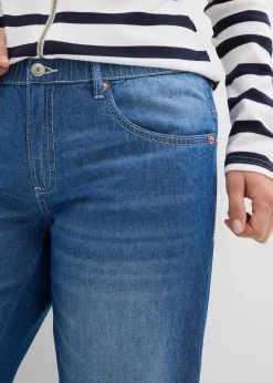 Femme bonprix Jeans|Jean droit taille mi-haute et élastiquée, raccourci