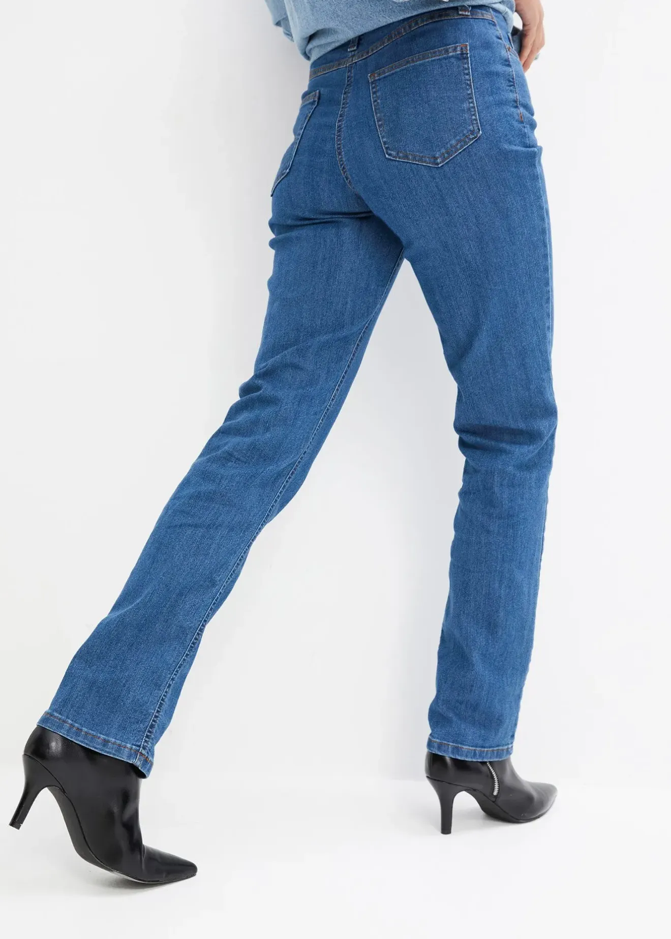 bonprix Jean droit taille mi-haute, extensible|Femme Jeans|Tailles Petite